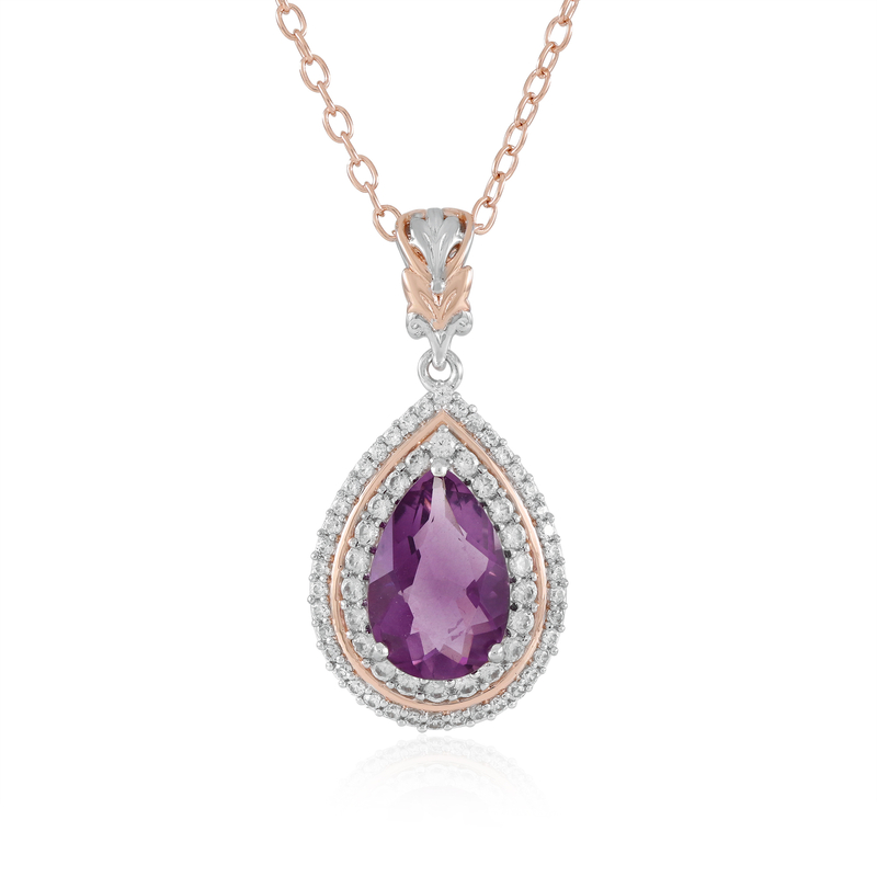 Pinkfarbener Fluorit-Silberhalskette (Gems en Vogue)