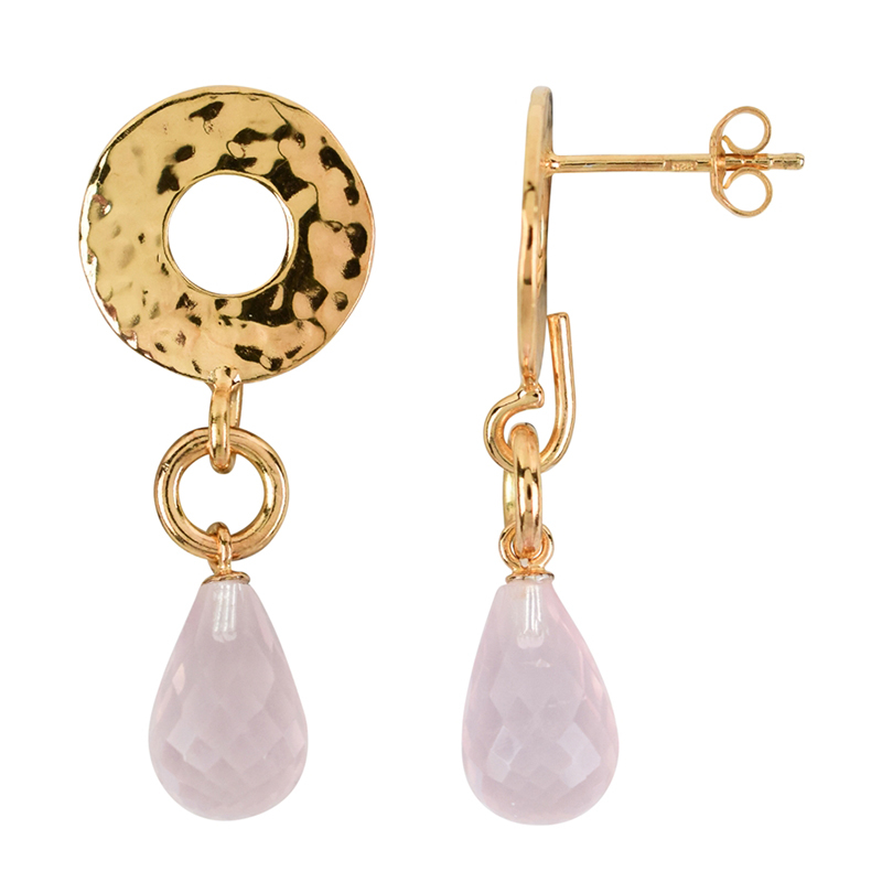 Rosenquarz-Silberohrringe