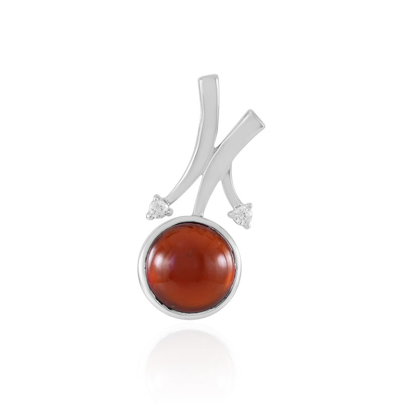 Hessonit-Granat-Silberanhänger - Farbe: Rot