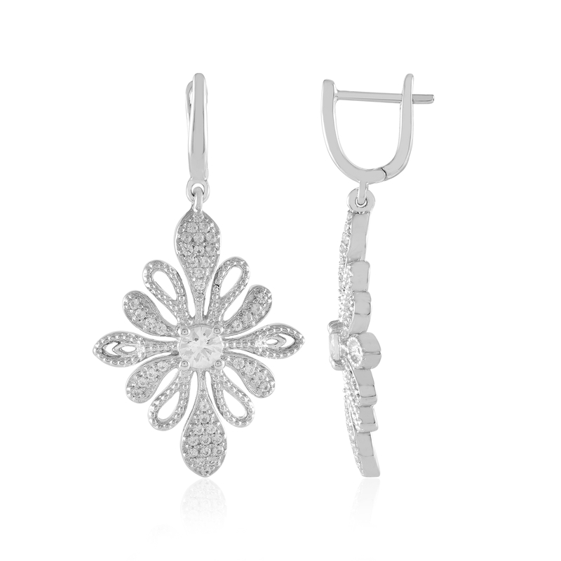 Weißer Saphir-Silberohrringe