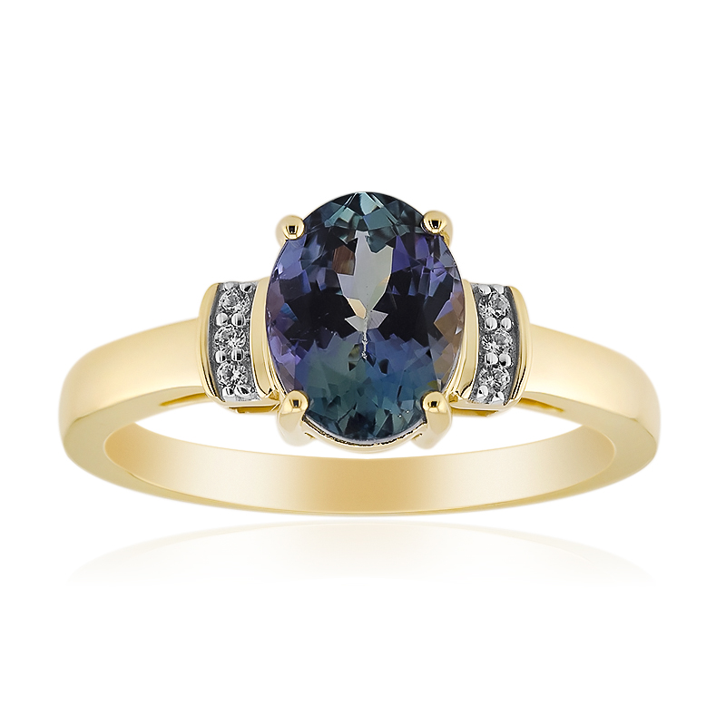 Nicht erhitzter Tansanit-Goldring