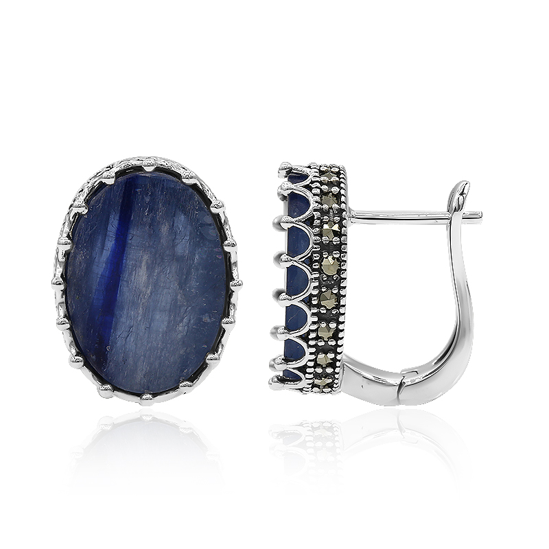 Nepalesischer Kyanit-Silberohrringe (Annette classic) Nepalesischer Kyanit-Silberohrringe (Annette classic)
