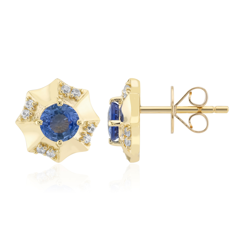 Blauer Tuléar-Saphir-Goldohrringe (de Melo Gold)