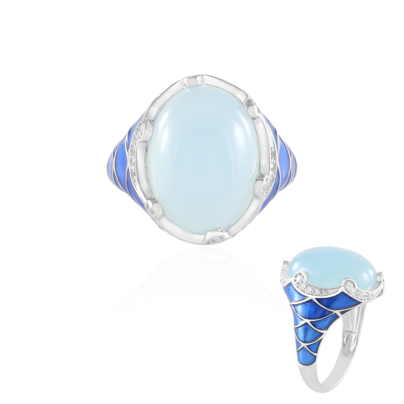 Blauer Chalzedon-Silberring (Adela Silber)
