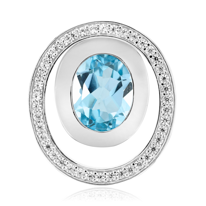 Himmelblauer Topas-Silberanhänger (MONOSONO COLLECTION)