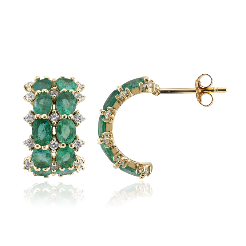 Sambia-Smaragd-Goldohrringe