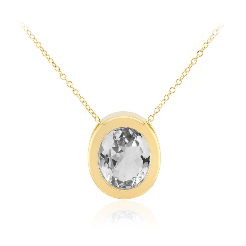 Weißer Topas-Silberhalskette (MONOSONO COLLECTION) Weißer Topas-Silberhalskette (MONOSONO COLLECTION)