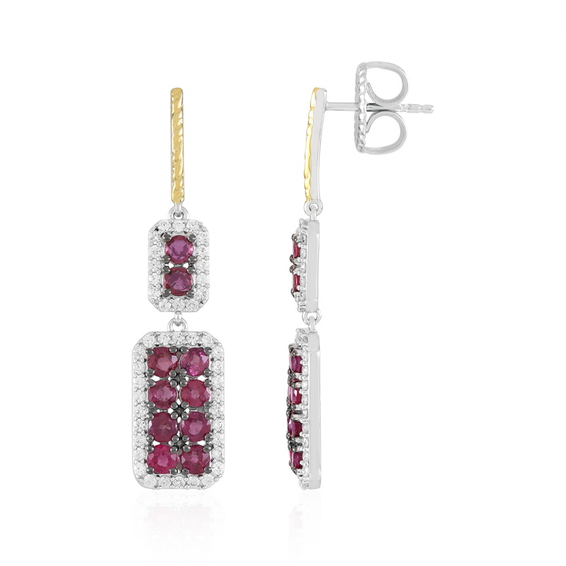 Burmesischer Rubin-Silberohrringe (Gems en Vogue)