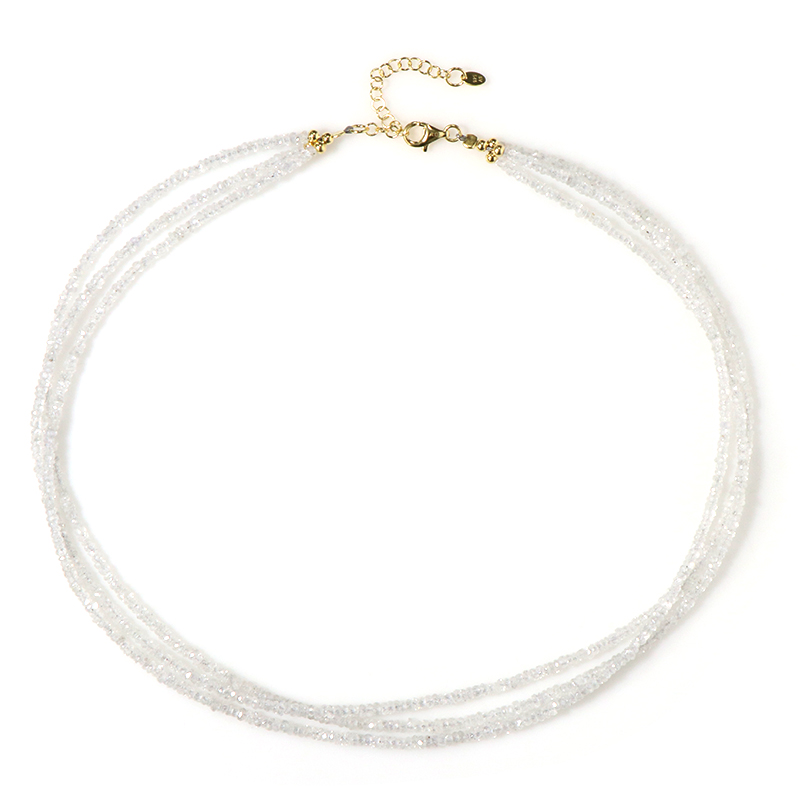 Weißer Saphir-Silberhalskette