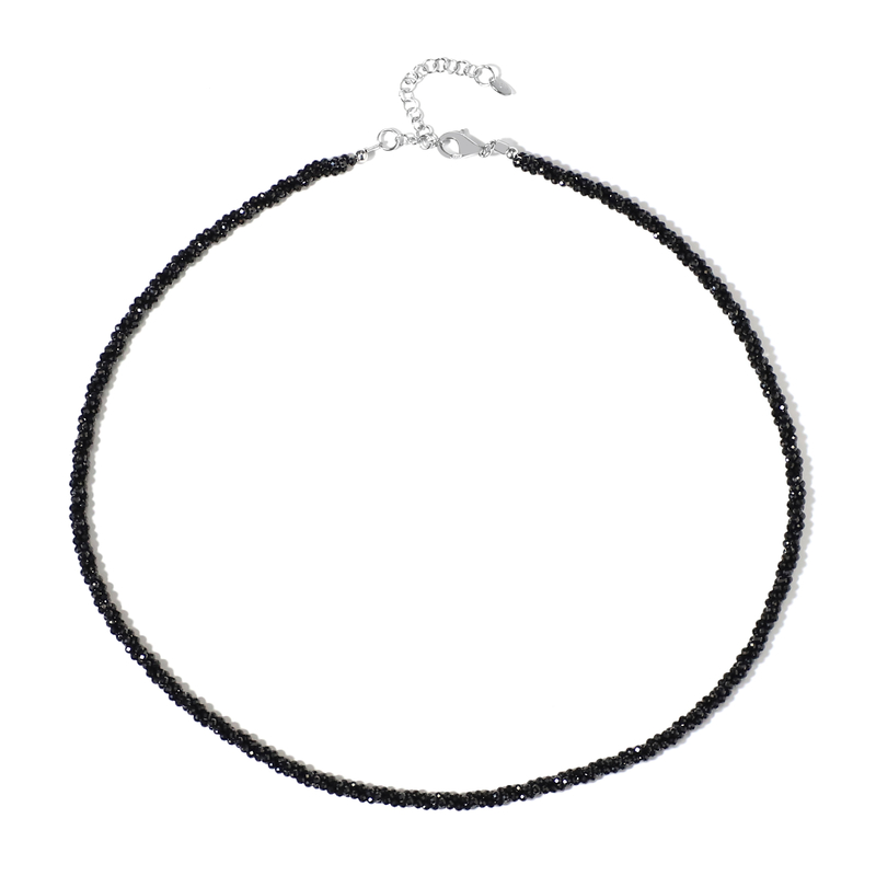 Schwarzer Spinell-Silberhalskette