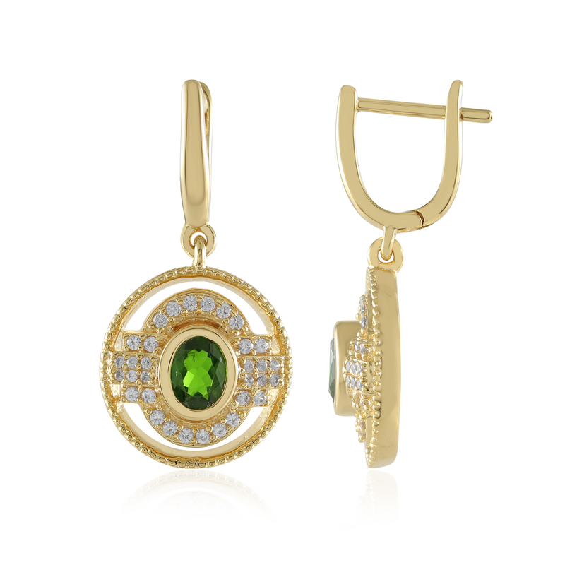 Russischer Diopsid-Silberohrringe