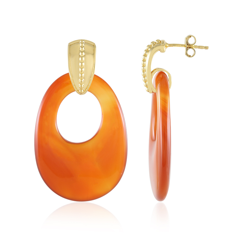 Roter Onyx-Silberohrringe