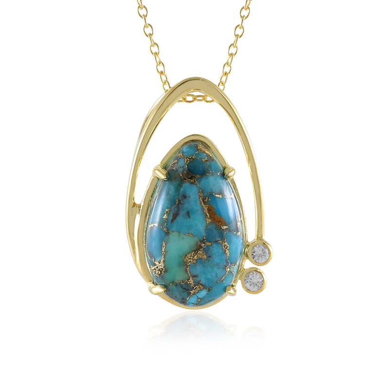 Blauer Mohave-Kupfer-Türkis-Silberhalskette (Faszination Türkis)