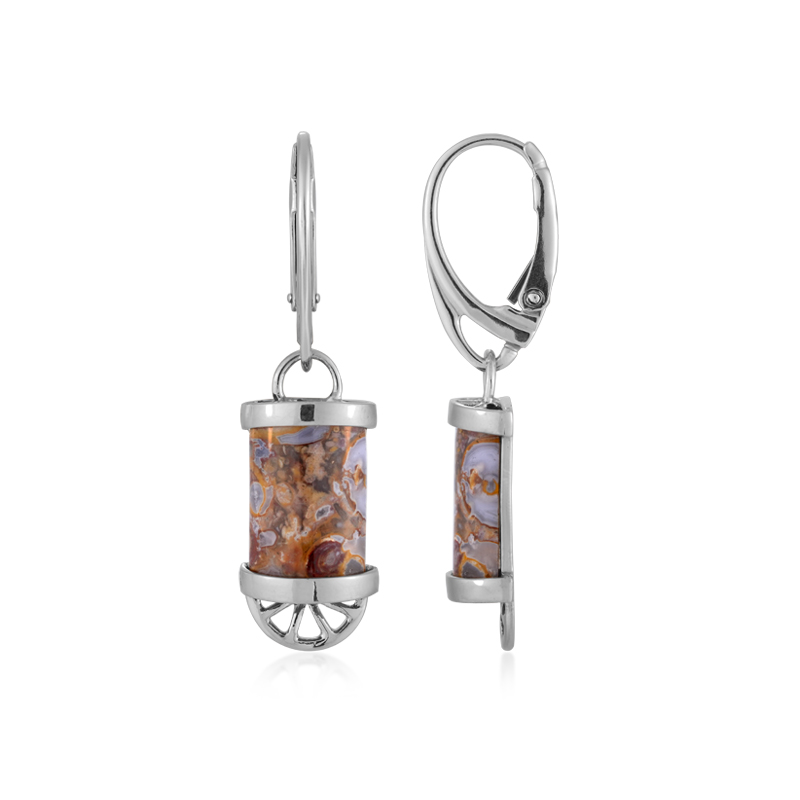 Versteinertes Palmenholz-Silberohrringe (Bali Barong) Versteinertes Palmenholz-Silberohrringe (Bali Barong)