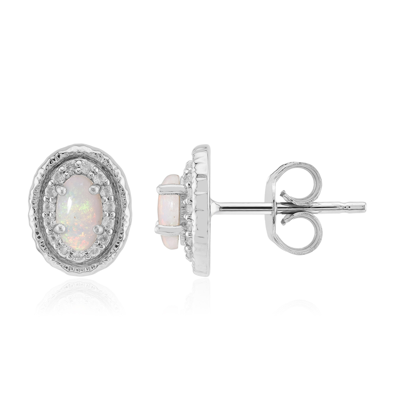 Australischer Opal-Silberohrringe
