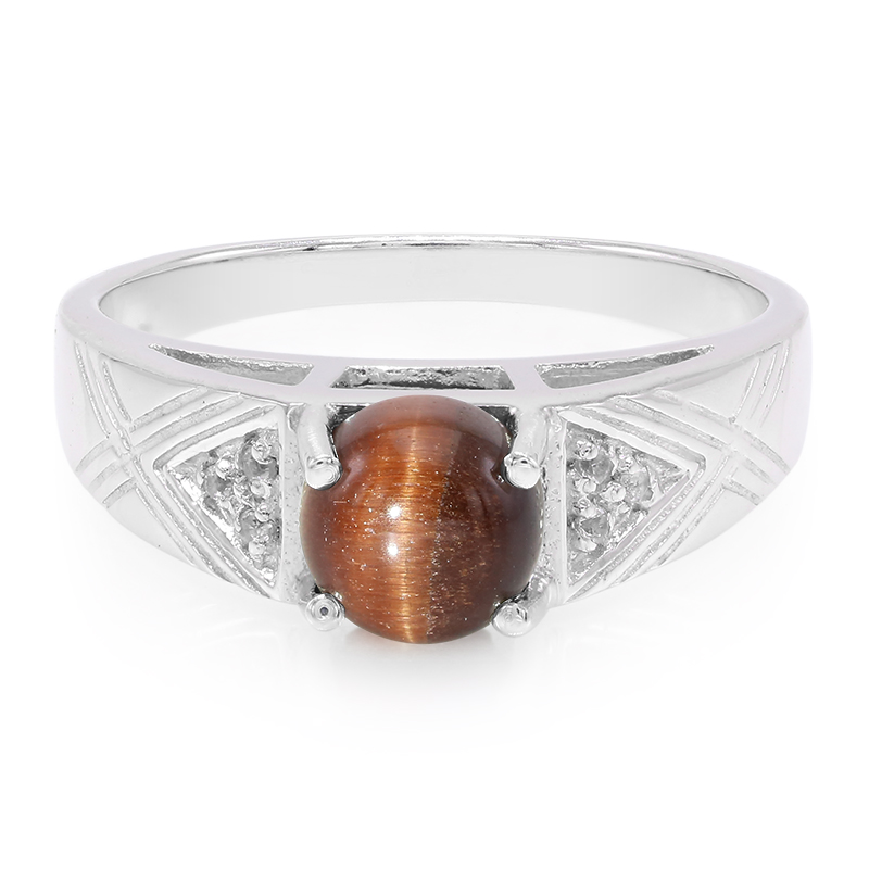 Rotes Tigerauge-Silberring