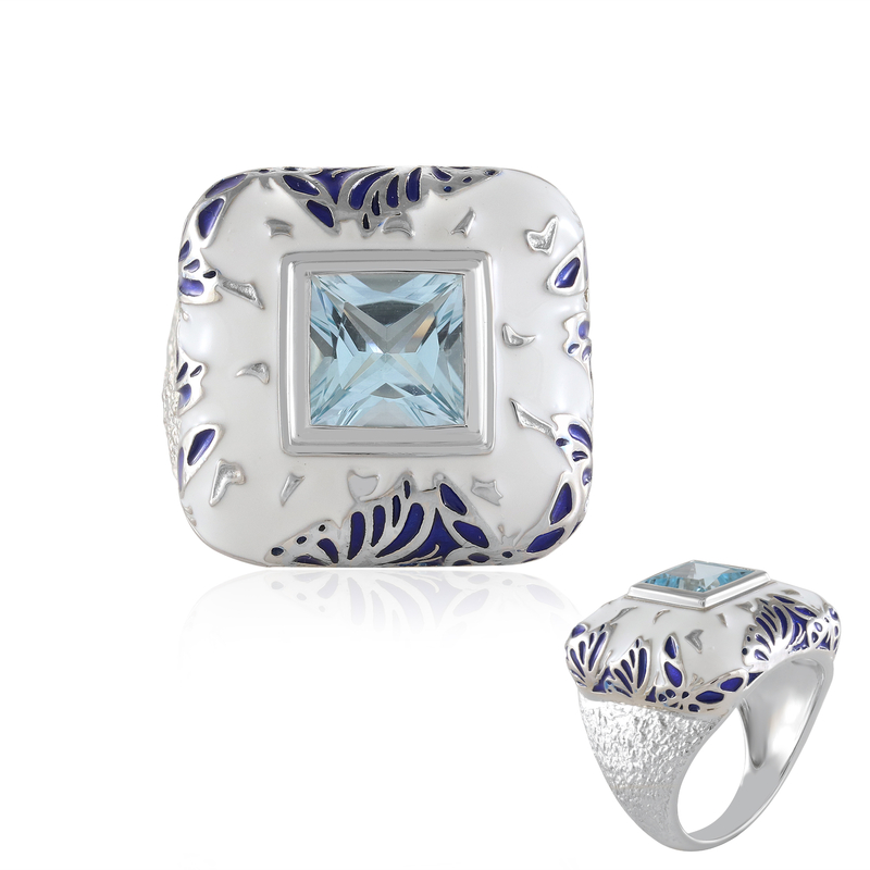 Himmelblauer Topas-Silberring (Adela Silber)