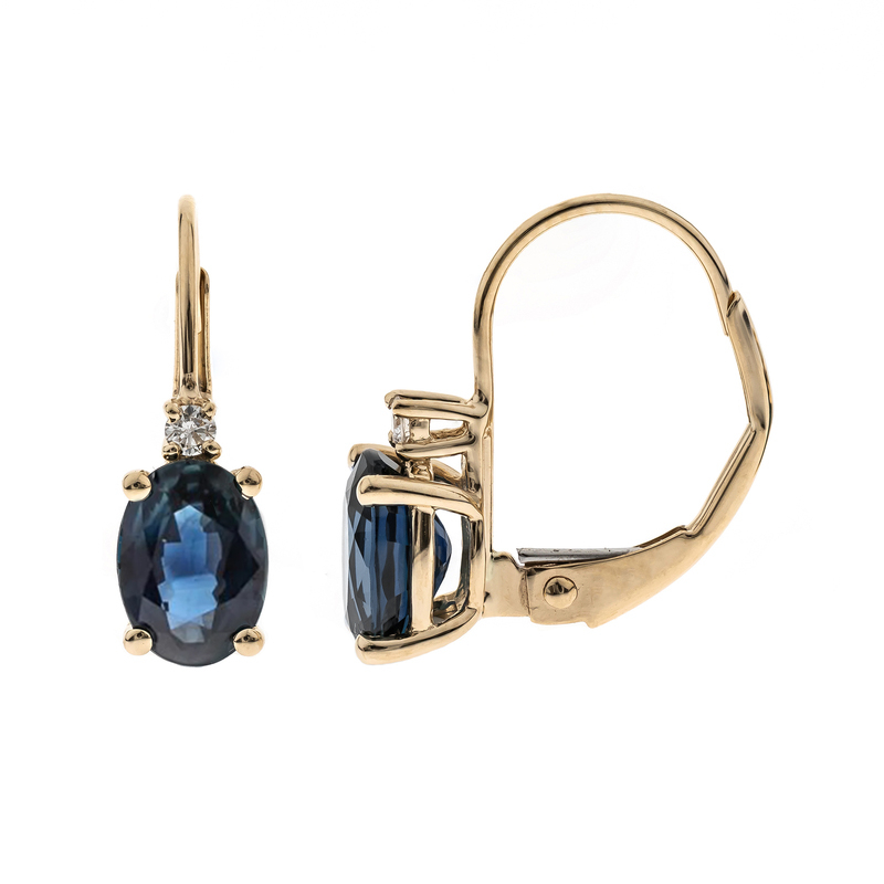 Blauer Saphir-Goldohrringe