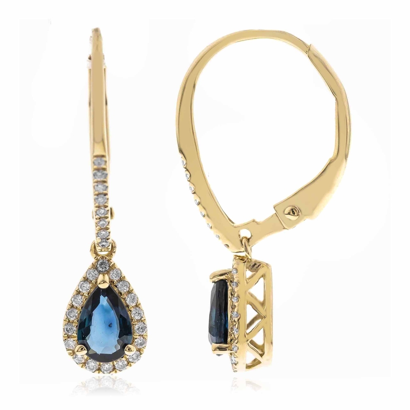 Blauer Ceylon-Saphir-Goldohrringe