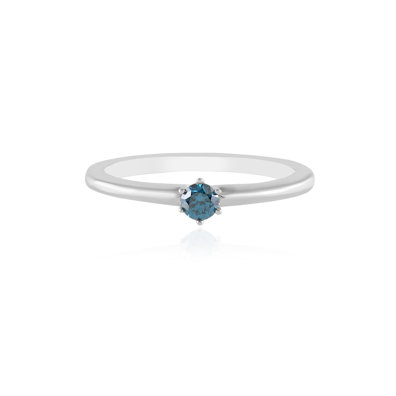 Blauer I2 Brillant-Silberring
