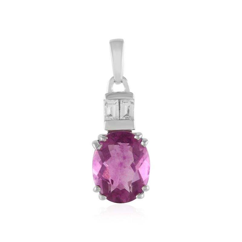 Pinkfarbener Fluorit-Silberanhänger