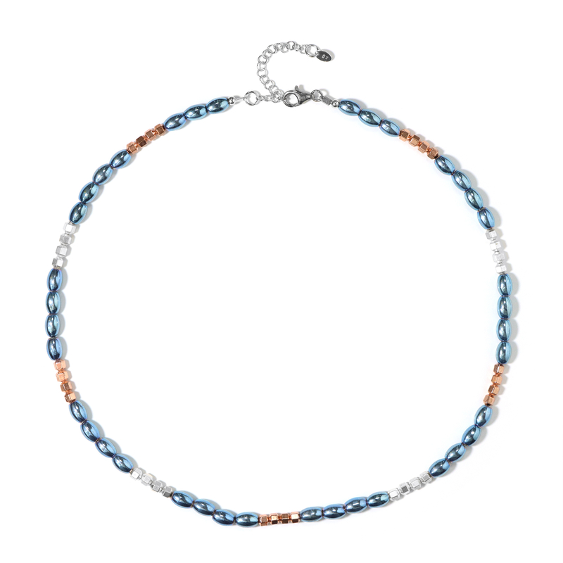 Hämatit-Silberhalskette