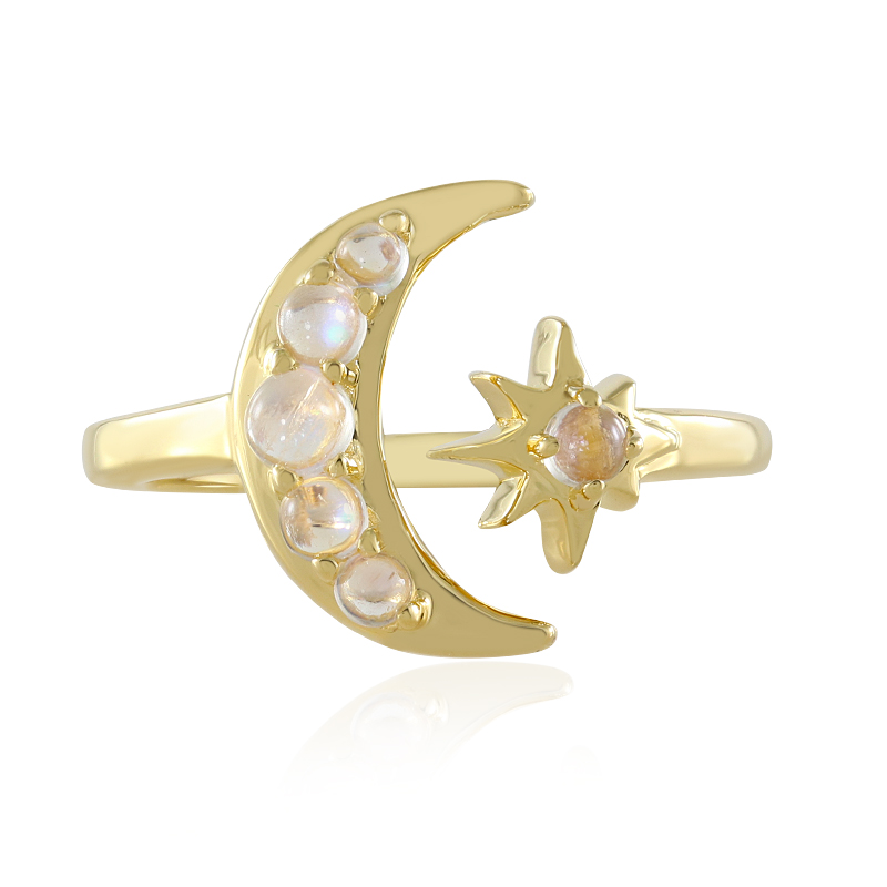 Regenbogen-Mondstein-Silberring