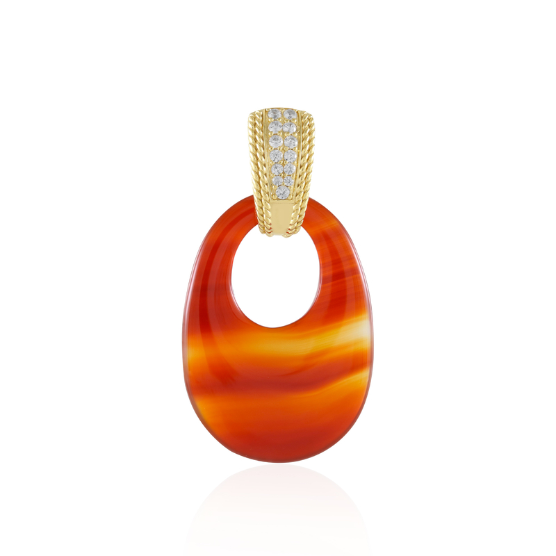 Roter Onyx-Silberanhänger