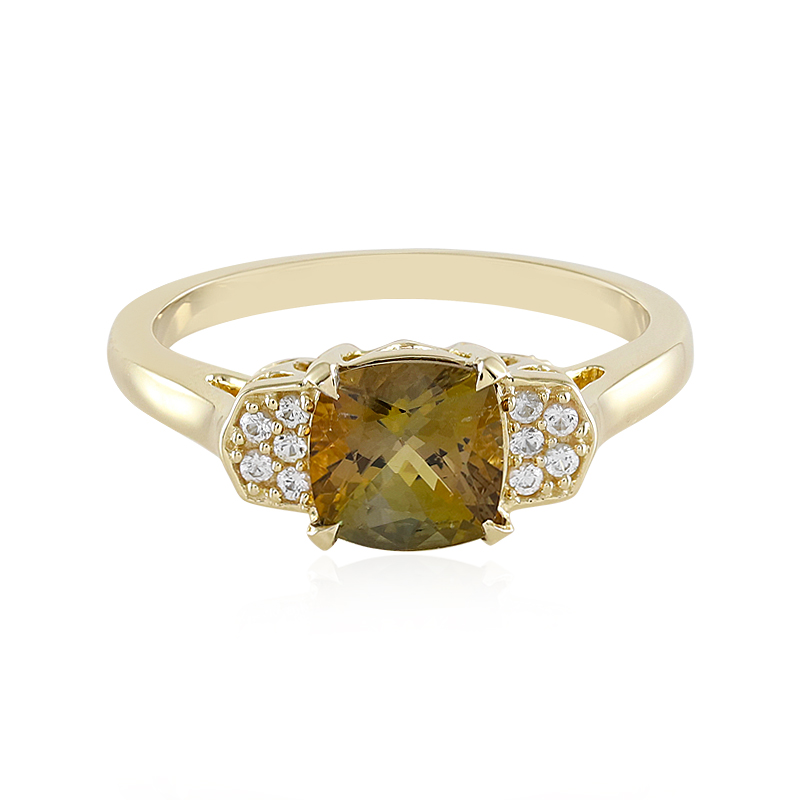 Nicht erhitzter Gelber Tansanit-Goldring (Adela Gold)
