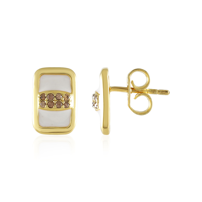 Champagner-Zirkon-Silberohrringe