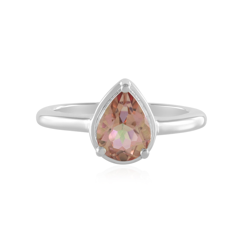 Pfirsichfarbener Mystik-Topas-Silberring
