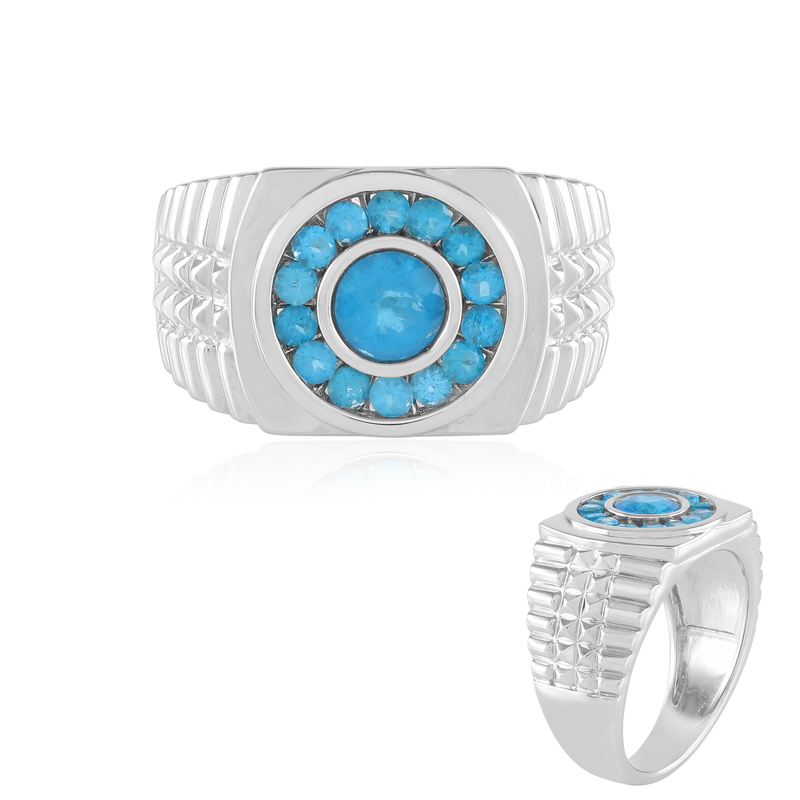 Neonblauer Apatit-Silberring