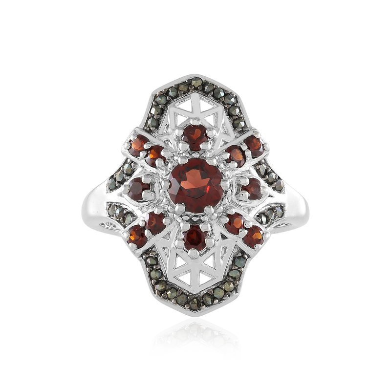Mosambik-Granat-Silberring