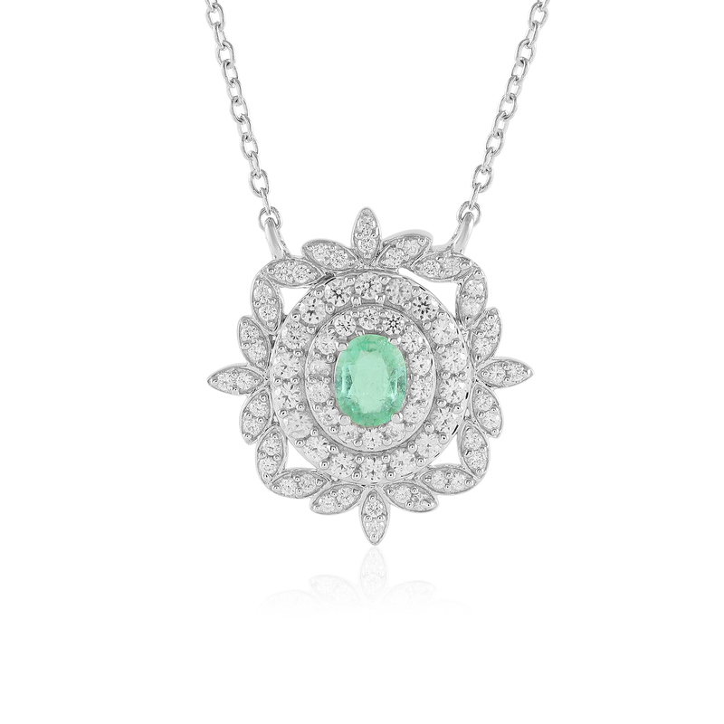 Kolumbianischer Smaragd-Silbercollier