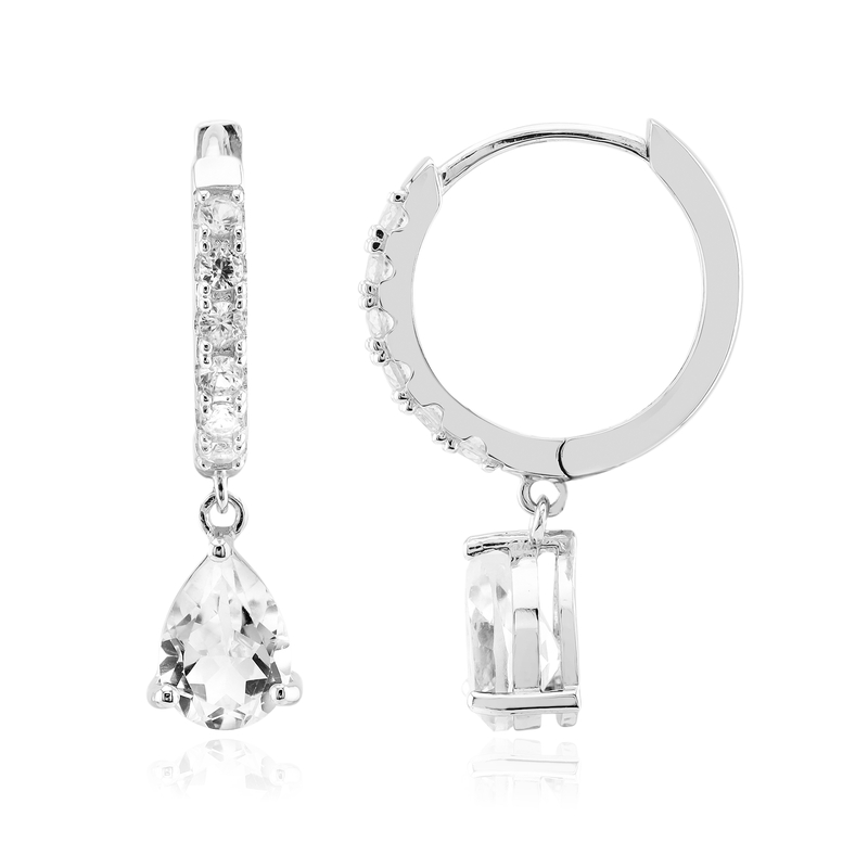 Weißer Topas-Silberohrringe Weißer Topas-Silberohrringe