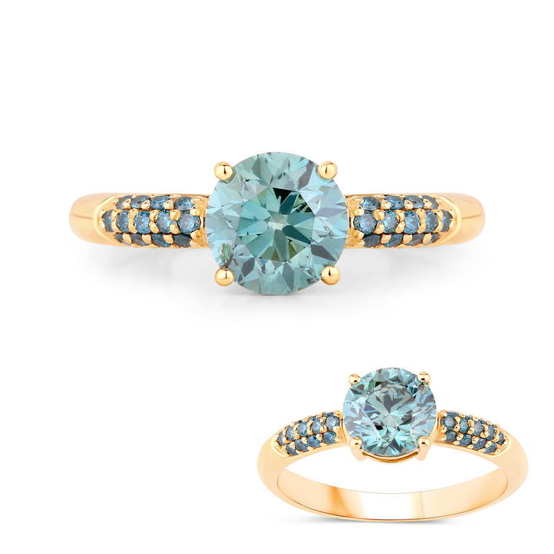 Himmelblauer I2 Brillant-Goldring (SUHANA)
