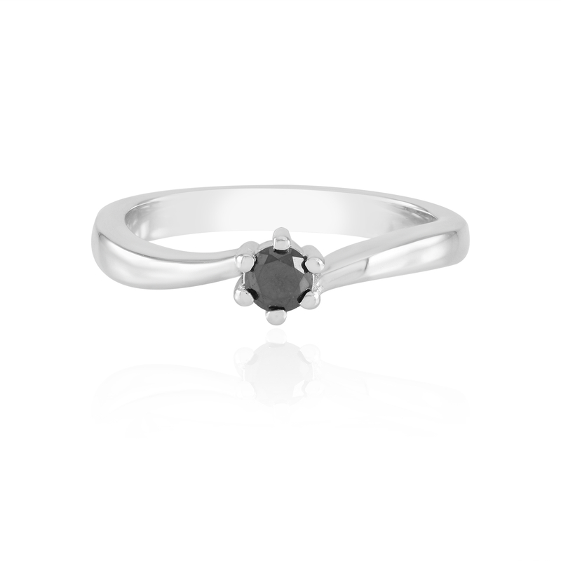 Schwarzer Brillant-Silberring