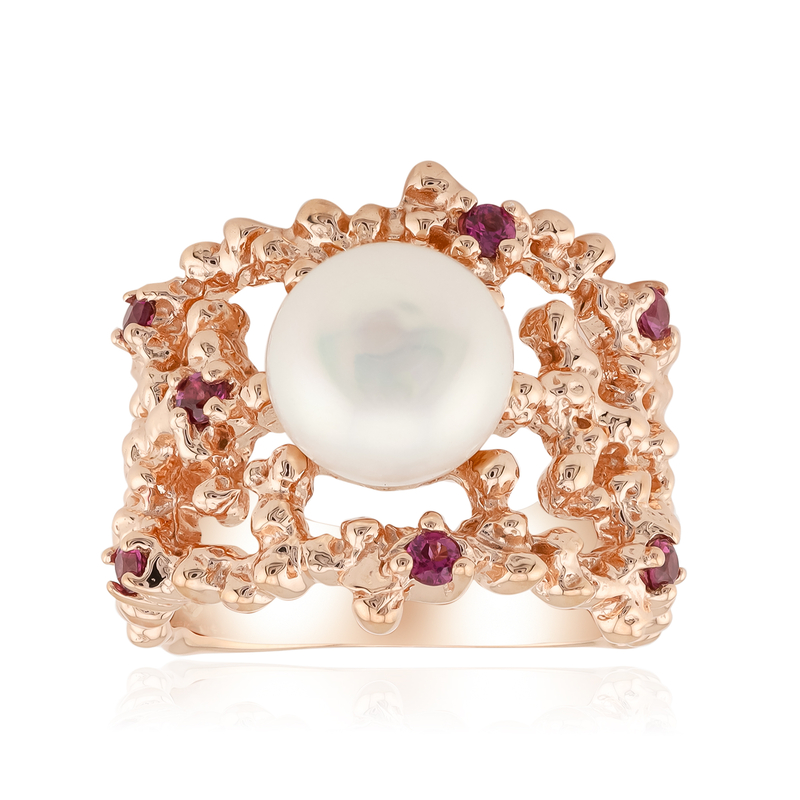 Weiße Süßwasserzuchtperlen-Silberring (TPC)