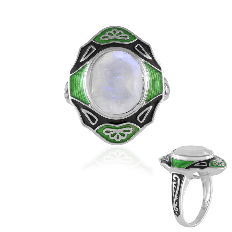 Regenbogen-Mondstein-Silberring (Adela Silber) Regenbogen-Mondstein-Silberring (Adela Silber)