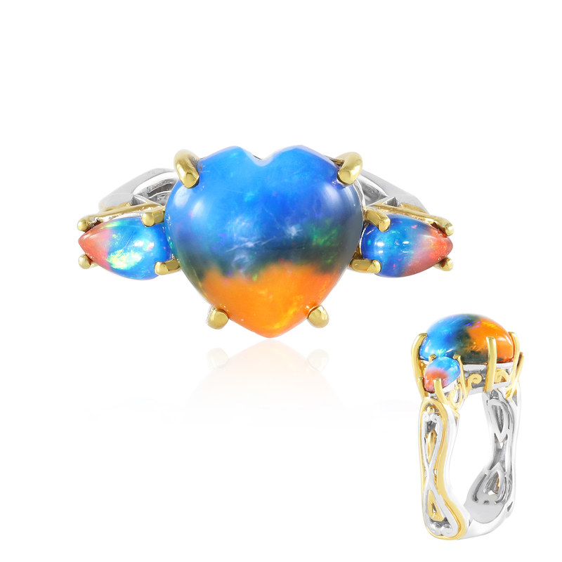 Äthiopischer Mehrfarbiger Opal-Silberring (Gems en Vogue)