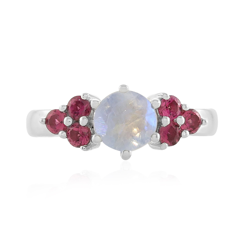 Regenbogen-Mondstein-Silberring