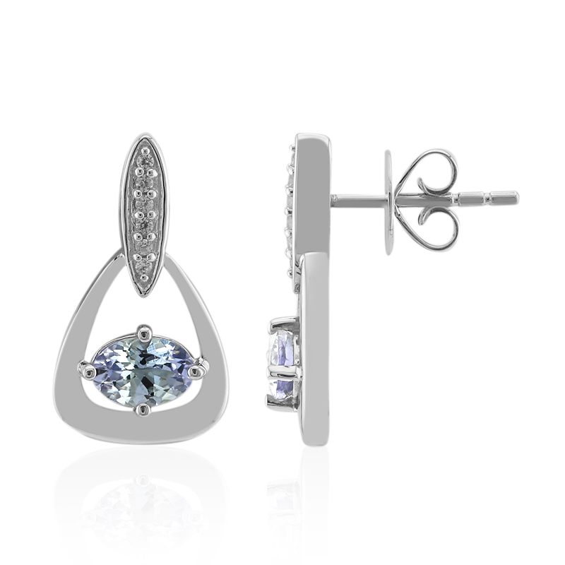 Nicht erhitzter Tansanit-Silberohrringe (Pallanova)