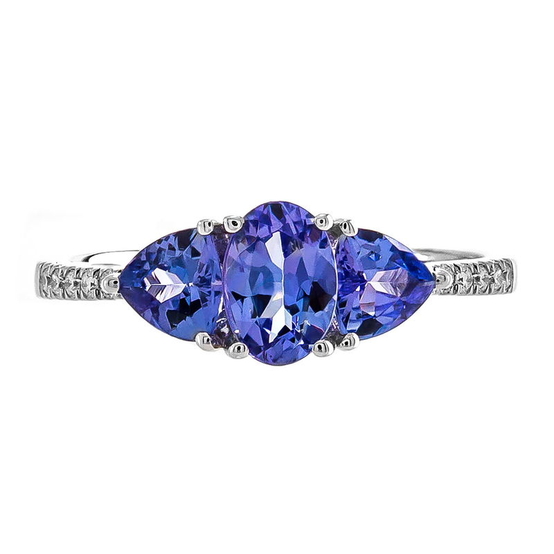 AAA-Tansanit-Goldring - Farbe: Blau