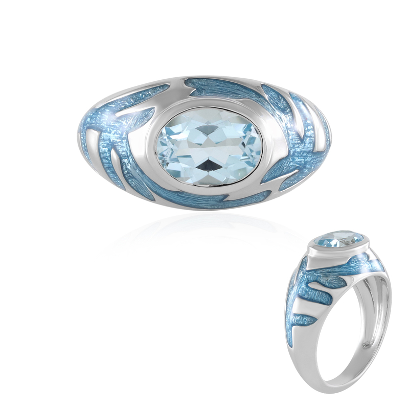 Himmelblauer Topas-Silberring (Adela Silber)