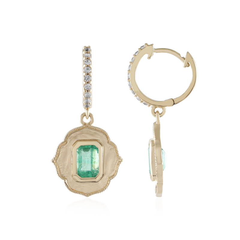 Russischer Smaragd-Goldohrringe