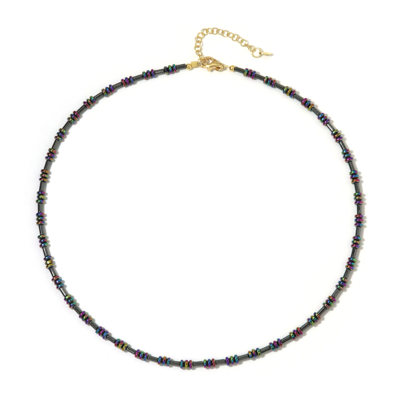 Hämatit-Silberhalskette