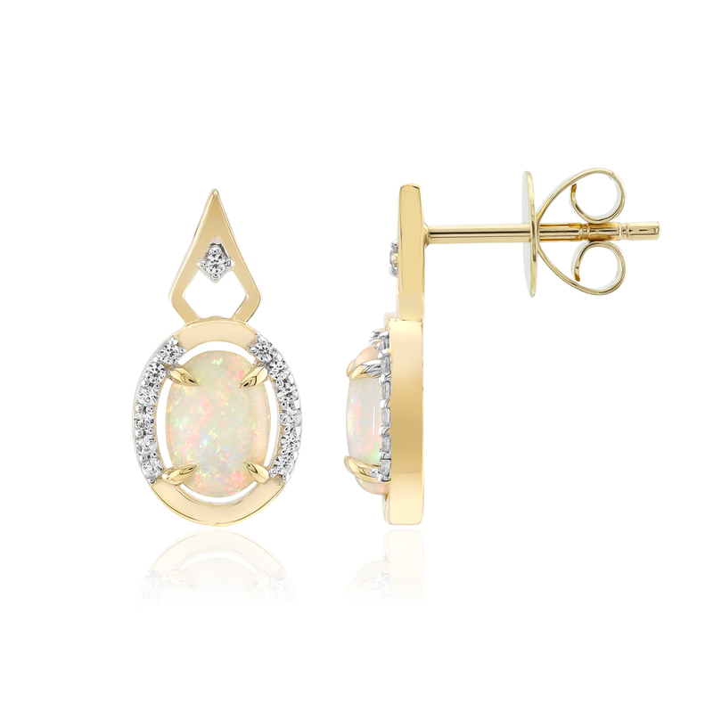 Brasilianischer Weißer Opal-Goldohrringe Brasilianischer Weißer Opal-Goldohrringe