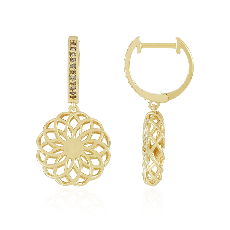 I2 Champagner-Diamant-Silberohrringe (Ornaments by de Melo)