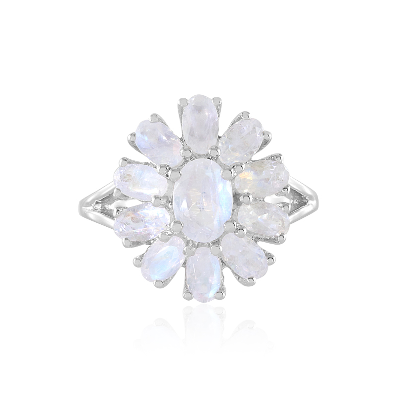 Regenbogen-Mondstein-Silberring