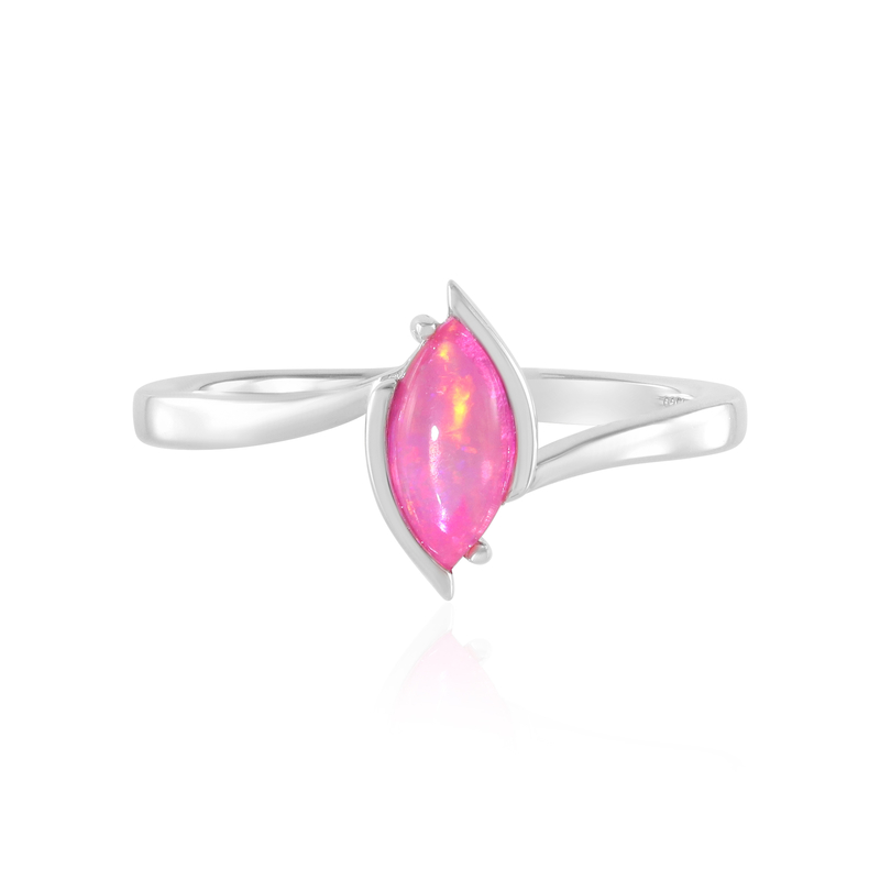Äthiopischer Pinkfarbener Opal-Silberring